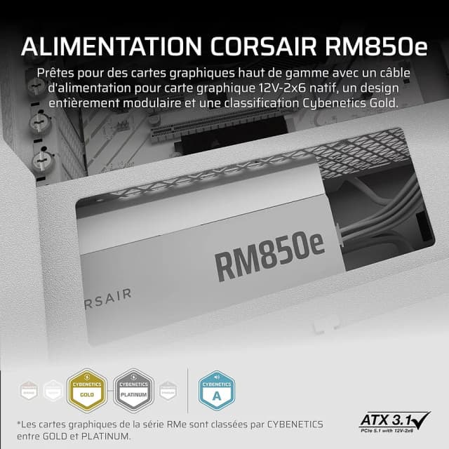 Corsair RM850e (2025) Blanc